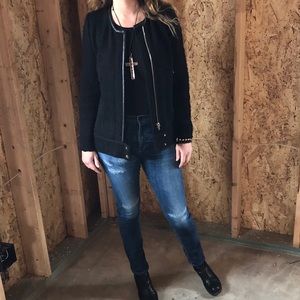 IRO Chanel biker looking jacket black zippers 38 M